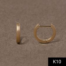 【シリーズ累計販売 2000点突破！】【K10】ストレートフープピアス／ユニセックス／マットゴールド