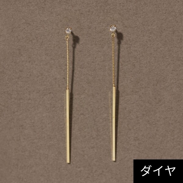 ■現行品■【JUPITER】K10スウィングバー＆ダイヤモンドピアス/0.04 □現行品□【JUPITER】K10スウィングバー＆ダイヤモンドピアス/0.04