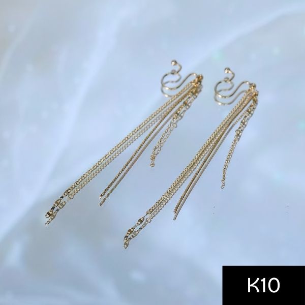 店内商品がすべてレジにて半額！！ K10】ドレープチェーンラインイヤリング／ピアス アクセサリー