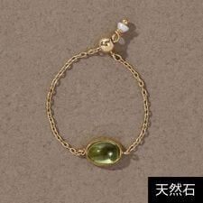 【K10】天然石チェーンリング／ペリドット/ピンキー/サイズフリー