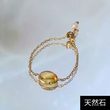 【K10】天然石チェーンリング／シトリン/ピンキー/サイズフリー