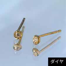 【K18】ベーシックダイヤモンドピアス/金属アレルギー対応