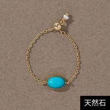 【K10】天然石チェーンリング／ターコイズ/ピンキー/サイズフリー