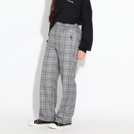 ニコラ掲載 チェックワイドパンツ ピンクラテ Pink Latte ファッション通販 マルイウェブチャネル