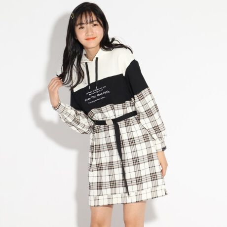 チェック配色ベルト付パーカーワンピース ピンクラテ Pink Latte ファッション通販 マルイウェブチャネル チェック配色ベルト付パーカーワンピース ピンクラテ Pink Latte ファッション通販 マルイウェブチャネル