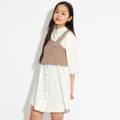 ニコラ掲載 開襟シャツワンピース ビスチェset ピンクラテ Pink Latte ファッション通販 マルイウェブチャネル