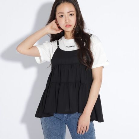 ティアードキャミソール Tシャツシャツセット ピンクラテ Pink Latte ファッション通販 マルイウェブチャネル