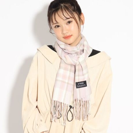 なめらかソフトタッチ】パステルチェック柄マフラー | ピンクラテ(PINK  