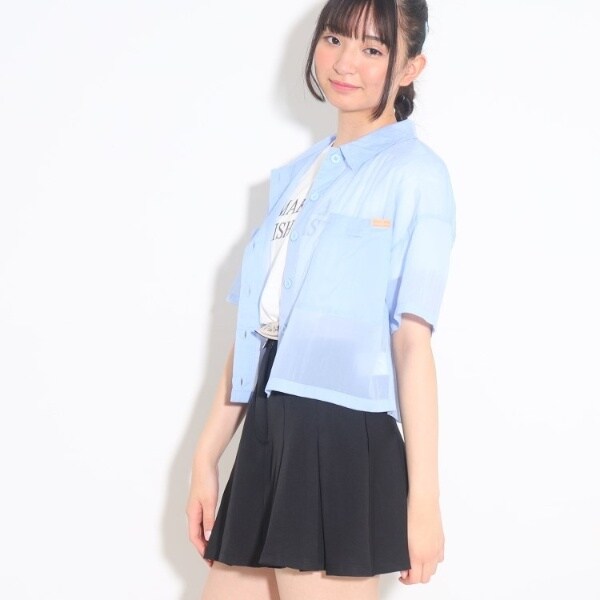 2点セットアイテム】半袖シアーシャツ+ロゴTシャツSET | ピンクラテ 