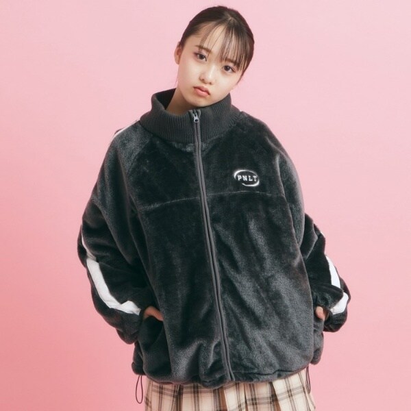 フェイクファーリブハイネックジャケット | ピンクラテ(PINK-latte