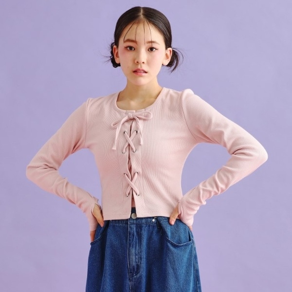 レースアップテレコプルオーバー | ピンクラテ(PINK-latte) | マルイ