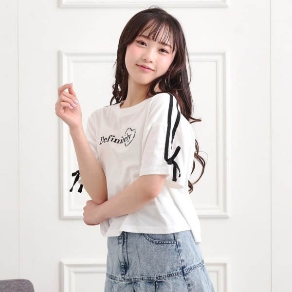 リボンT 半袖 Tシャツ リボン ピンク ホワイト S/L ジェラートリボン 半袖Tシャツ(110cm オフ ホワイト): キッズ