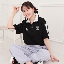 メッシュ切替ハーフジッププルオーバー