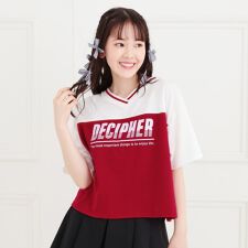 Vネック切替Tシャツ
