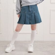 デニム裾プリーツスカート
