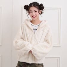 ◆耳付きフェイクファーブルゾン