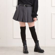ベルト付きプリーツスカート