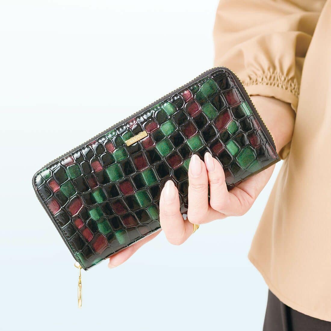 バルコス（BARCOS）/BARCOS配色ソフトステンドガラスレザーラウンド型財布 BARCOS配色ソフトステンドガラスレザーラウンド型財布 | バルコス