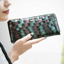 配色ソフトステンドガラスレザーL字型財布