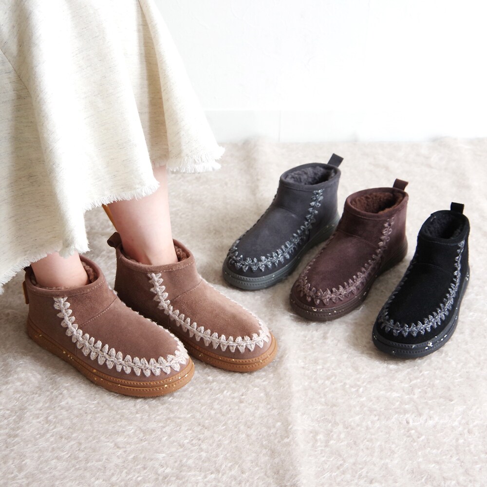 ニットステッチ スエードボアモカシン 24M08 | ミネトンカ(MINNETONKA