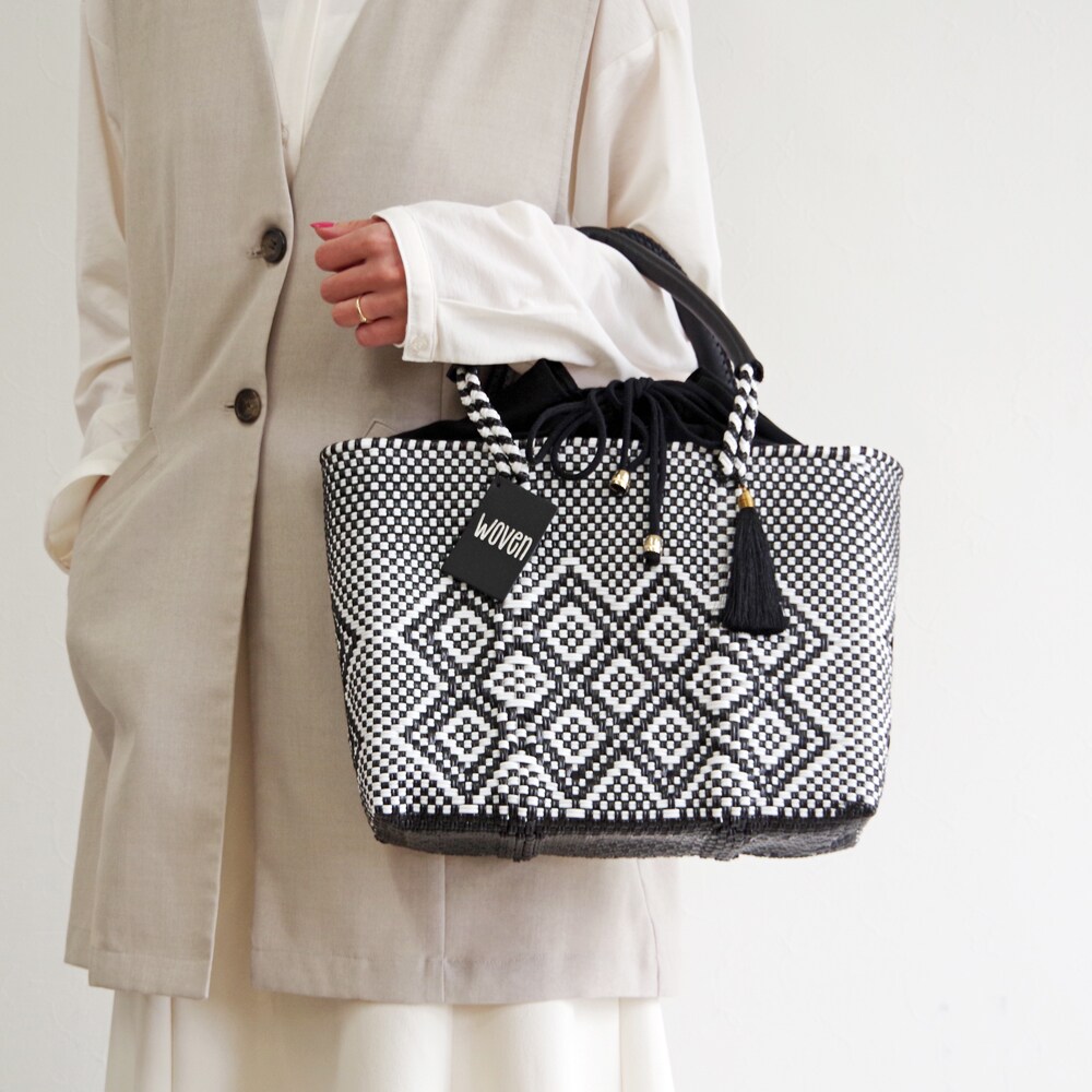 ウーヴン(WOVEN) / メキシコ製 ミドルトート バスケットバッグ