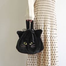 WOVEN (ウーヴン) / エコファー ねこ フェイス 2WAY BAG 猫巾着 バッグ