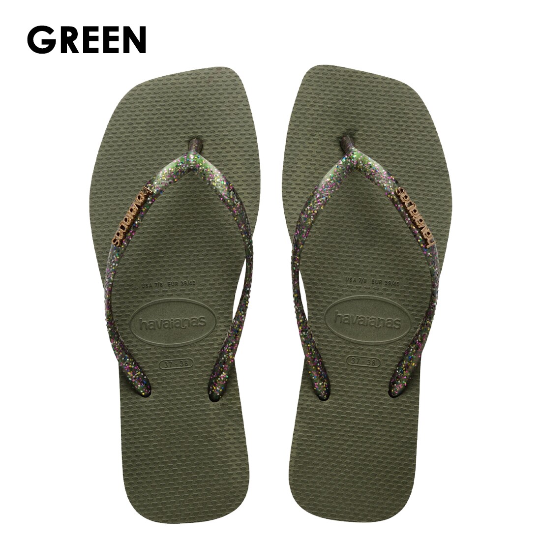 [�}���C]havaianas (�n���C�A�i�X) / Slim Square Logo Metallic�T���_��/�n���C�A�i�X�ihavaianas�j �O���[��