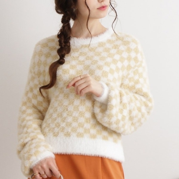 美品◯ランバンオンブルー　ふわふわフェザーニットブルゾン　ホワイト. 洗える】CAT ジップアップブルゾン ニット / J.PRESS LADIES S