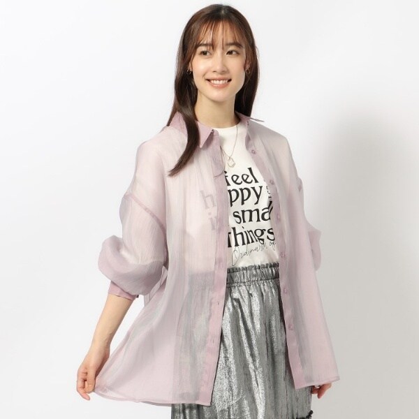 し*ろ様 オーロラシアーシャツ 長袖 キラッと旬な光沢感 オーロラシアーシャツ | キューティーブロンド