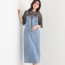 【S-LLセットアップ可】ライトオンスデニム ZIPキャミワンピース