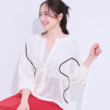 柄コード刺繍アソート メッシュ2WAYカーデ