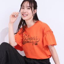 【洗えるS-LL】プリントアソート お袖フリルTシャツ