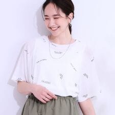 【洗えるS-LL】ゆるっとこなれ見え 総柄プリント シアーTシャツ