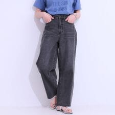 【S-LL】大人のこなれ見えスタイルに カーブデニムパンツ
