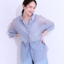 大人の上品なシアー感 オーガンジー シアーシャツ