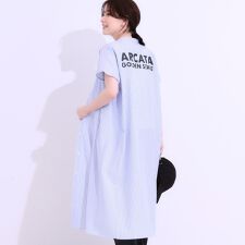 キューティーブロンド(Cutie Blonde)のバックロゴが目を惹く ストライプシャツワンピース