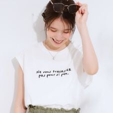 【ひんやり汗ジミ軽減UVカット】 ロゴプリントノースリーブTシャツ