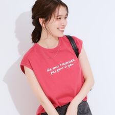 【ひんやり汗ジミ軽減UVカット】 ロゴプリントノースリーブTシャツ