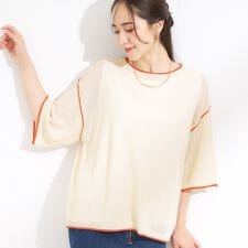 【S-LL2点セット】配色使いがアクセント 半袖ニット+タンクトップ