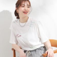 【ひんやり】大人のカジュアルスタイルに レタリング刺繍Tシャツ