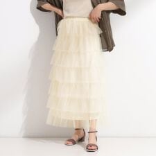 【2点セットS-LL】コーデの主役になる チュールティアードスカート