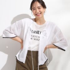 【2点セットS-LL】メッシュリボン2WAYニット×フレンチスリーブTシャツ