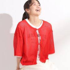 【2点セットS-LL】メッシュリボン2WAYニット×フレンチスリーブTシャツ