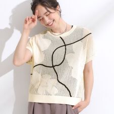 にょろにょろ刺繍 透かし編みニット