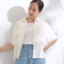 【S-LL】一枚でサマ見え チュールドッキングシャツ