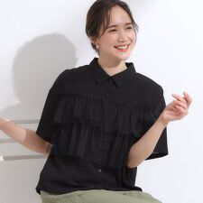 【S-LL】一枚でサマ見え チュールドッキングシャツ