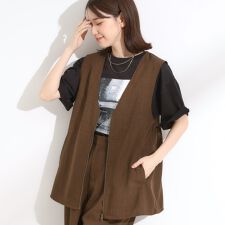 【セットアップ可】麻調ジップジレ
