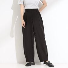 【セットアップ可】さらりと軽やか 麻調ゆるカーブパンツ