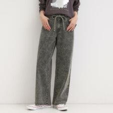 【S-LL】こなれ見え リボン付き アソートデニムワイドパンツ