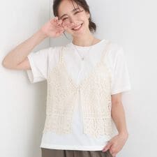 【2点セットひんやり】レースビスチェ＋Tシャツ